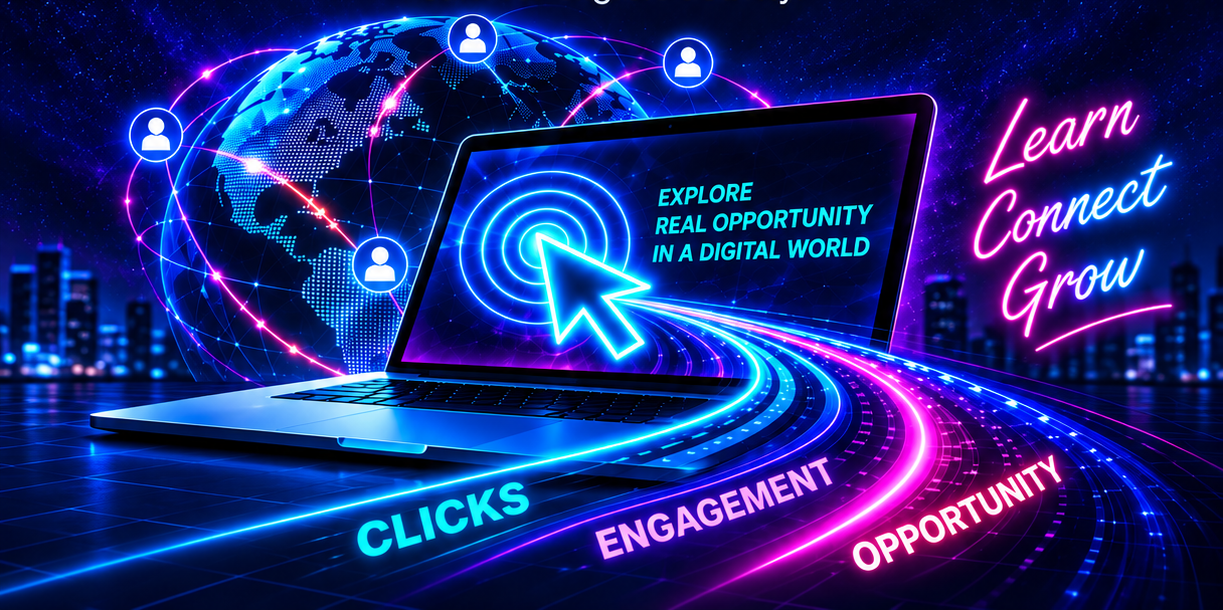 Futuristic digital network and online opportunity illustration